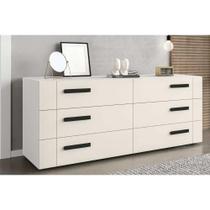 Cômoda Solteiro Lisboa c/ 6 Gavetas Branco/Creme - Politorno