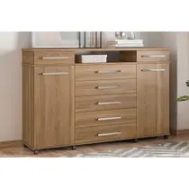 Cômoda Solteiro London 1 Nicho + 7 Gavetas Amêndola - Demóbile Cômoda Solteiro London 1 Nicho + 7 Gavetas Amêndola - Demóbile