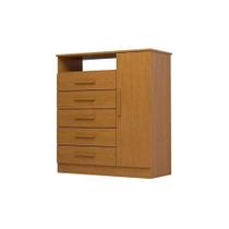 Cômoda Solteiro Madri c/ 1 Porta 1 Nicho e 5 Gavetas Cinamomo - ACP Cômoda Solteiro Madri c/ 1 Porta 1 Nicho e 5 Gavetas Cinamomo - ACP