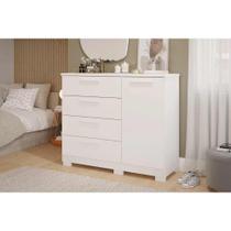 Cômoda Solteiro Malu c/ 1 Porta 4 Gavetas Branco - Panan