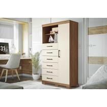 Cômoda Solteiro Marabá 1.6 c/ 1 Porta 2 Nichos e 6 Gavetas c/ Pés jatoba/Areia - Santos Andirá Cômoda Solteiro Marabá 1.6 c/ 1 Porta 2 Nichos e 6 Gavetas c/ Pés jatoba/Areia - Santos Andirá
