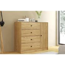 Cômoda Solteiro MB 1059 c/ 1 Porta e 4 Gavetas 100cm Mel - Movelbento Cômoda Solteiro MB 1059 c/ 1 Porta e 4 Gavetas 100cm Mel - Movelbento