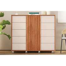 Cômoda Solteiro Pegasus c/ 2 Portas e 5 Gavetas Freijo/Off White - Caemmun