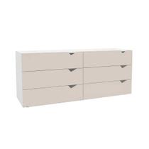 Cômoda Solteiro Porto c/ 6 Gavetas Branco/Creme - Politorno