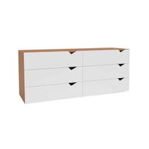 Cômoda Solteiro Porto c/ 6 Gavetas Freijo/Branco - Politorno