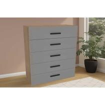 Cômoda Solteiro Valência c/ 5 Gavetas Freijo/Cinza - Politorno
