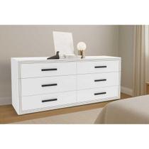 Cômoda Solteiro Valência c/ 6 Gavetas Branco - Politorno