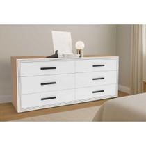 Cômoda Solteiro Valência c/ 6 Gavetas Freijo/Branco - Politorno