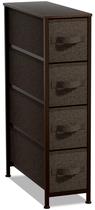 Cômoda Sorbus Narrow com 4 gavetas, estrutura de aço, marrom