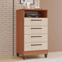 Cômoda Star 4 Gavetas em MDF com Deck e Pés Tuboarte