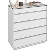Comoda Tampo De Vidro 5 Gavetas 010059 Branco Dcasa Branco