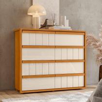 Cômoda Tarsila em MDF com 8 Gavetas Telescópicas Cinamomo e Off White - Pallazio