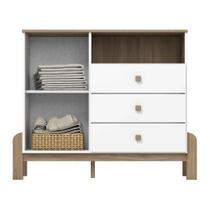 Cômoda Ternura 1Porta 3 Gavetas Branco/Jequitibá Henn Móveis Cômoda Ternura 1Porta 3 Gavetas Branco/Jequitibá Henn Móveis