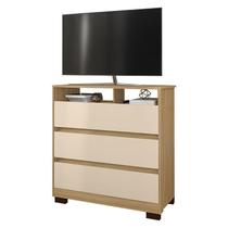 Cômoda Texas 3 Gavetas Carvalho Americano Off White - Incorplac