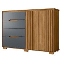Comoda Texas 4 Gavetas 2 Portas 147 Cm Freijo Cinza Moval