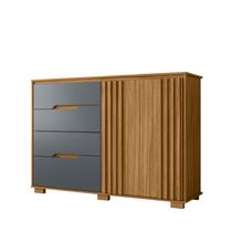 Comoda Texas 4 Gavetas Sapateira Freijo com Cinza - Moval