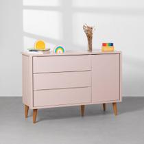 Cômoda Theo 1 Porta com Pés Retro Mel - Rosa Cômoda Theo 1 Porta com Pés Retro Mel - Rosa