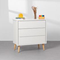 Cômoda Theo 3 Gavetas com Pés Retrô Natural - Branco Cômoda Theo 3 Gavetas com Pés Retrô Natural - Branco