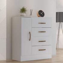 Cômoda Toledo Branco 4 Gavetas 1 Porta 81cm Largura Quarto Sapateira MDP Cômoda Toledo Branco 4 Gavetas 1 Porta 81cm Largura Quarto Sapateira MDP