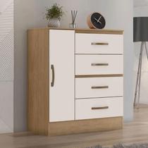 Cômoda Toledo Nature Off White 4 Gavetas 1 Porta 81cm Quarto Sapateira MDP Cômoda Toledo Nature Off White 4 Gavetas 1 Porta 81cm Quarto Sapateira MDP