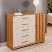 Cômoda Tóquio 5 Gavetas e 1 Porta Ripada Cin/Off