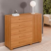 Cômoda Tóquio 5 Gavetas e 1 Porta Ripada Cinamomo