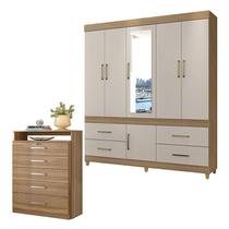 Cômoda Triunfo e Guarda Roupa Casal Guarujá Amêndola Off White - Demóbile Cômoda Triunfo e Guarda Roupa Casal Guarujá Amêndola Off White - Demóbile