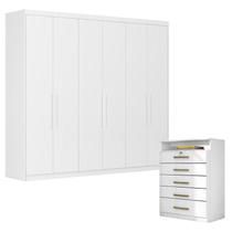 Cômoda Triunfo e Guarda Roupa Casal Venice 62080 Branco Brilho - Demóbile Cômoda Triunfo e Guarda Roupa Casal Venice 62080 Branco Brilho - Demóbile
