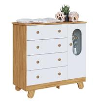 Cômoda Trocador Com Janela 4 Gavetas Pingo Quarto Bebê