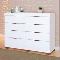Cômoda Tuboarte Isadora 100% MDF com 8 gavetas e Kit de Pés