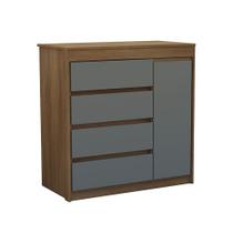 Cômoda Uni Com Sapateira 1 Porta 4 Gavetas Luciane Avelã Pf/cinza Supremo Pf
