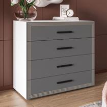 Cômoda Valência 4 Gavetas Branco/Cinza - Politorno Cômoda Valência 4 Gavetas Branco/Cinza - Politorno