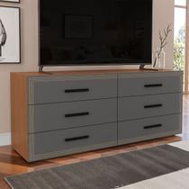 Cômoda Valência 6 Gavetas Freijó/Cinza - Politorno Cômoda Valência 6 Gavetas Freijó/Cinza - Politorno