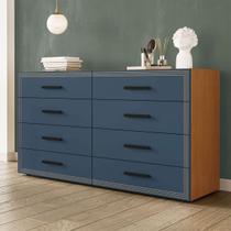 Cômoda Valência 8 Gavetas Freijó/Azul - Politorno Cômoda Valência 8 Gavetas Freijó/Azul - Politorno