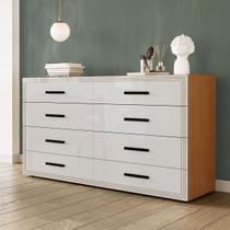 Cômoda Valência 8 Gavetas Freijó/Branco - Politorno