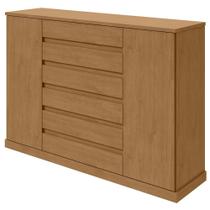 Cômoda Vedra 7 Gavetas 2 Portas Amêndoa Clean - Móveis Lopas