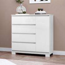 Cômoda Vega 1 Porta 4 Gavetas Branco Neve - Mx Móveis Cômoda Vega 1 Porta 4 Gavetas Branco Neve - Mx Móveis
