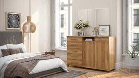 Cômoda Vega 2020 2 Portas c/ Gaveteiro Suporte p/ Cabide Calçados e Maquiagem - Freijo