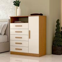 Cômoda Veneto 1 Porta 5 Gavetas 100% Mdf Cinamomo/Off White - Panorama Móveis Cômoda Veneto 1 Porta 5 Gavetas 100% Mdf Cinamomo/Off White - Panorama Móveis
