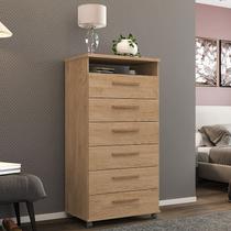 Cômoda Veneza 6 gavetas Amendoa com nicho e rodízios Cômoda Veneza 6 gavetas Amendoa com nicho e rodízios