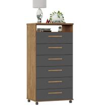 Cômoda Veneza 6 Gavetas Amêndoa Grafite Cômoda Veneza 6 Gavetas Amêndoa Grafite