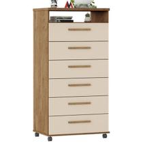 Cômoda Veneza 6 Gavetas Amêndoa Off White Cômoda Veneza 6 Gavetas Amêndoa Off White