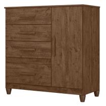 Comoda Venus 4 Gavetas 1 Porta Com Pes 98 Cm Castanho Wood Flex Moval Comoda Venus 4 Gavetas 1 Porta Com Pes 98 Cm Castanho Wood Flex Moval