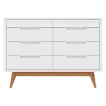 Cômoda Vicenza 8 Gavetas MDF Puxador Cava Branco Casa D Móveis
