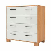 Comoda Vinci com 4 Gavetas Cor Freijo com Off White Brilho - 56476