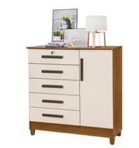 Comoda VITÓRIA 1 Porta 5 Gavetas CEDRO/AREIA