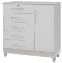 Cômoda Vitória 5 Gavetas 1 Porta Rud Rack Cor Branco