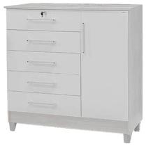Cômoda Vitória 5 Gavetas 1 Porta Rud Rack Cor Branco