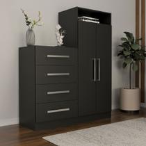Cômoda Vitória Avanti 2 Portas 4 Gavetas Preto Fosco - Panorama Móveis
