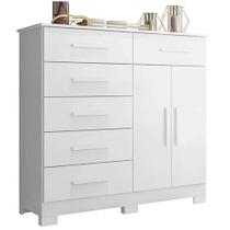 Cômoda Xangai 6 Gavetas 2 Portas Albatroz Cor Branco